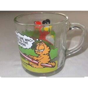 Vintage 1978 McDonald's Garfield Jim Davis Comic Book  Clear Glass Coffee Mug